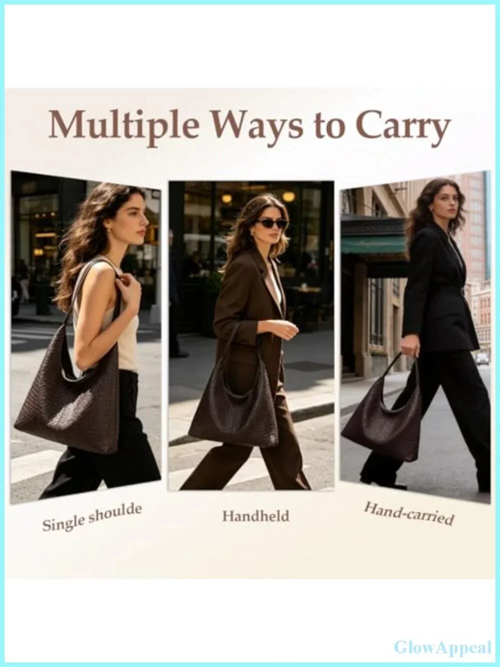 Woven Vegan Leather Hobo Tote Bag for Women - Large Slouchy Handbag